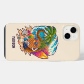 Aangepaste naam Surfende Ananas iPhone Hoesje (Achterkant horizontaal)