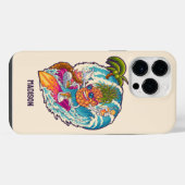 Aangepaste naam Surfende Ananas iPhone Hoesje (Achterkant horizontaal)