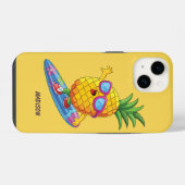 Aangepaste naam Surfende Ananas iPhone Hoesje (Achterkant horizontaal)
