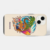 Aangepaste naam Surfende Ananas iPhone Hoesje (Achterkant horizontaal)