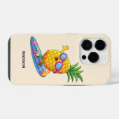 Aangepaste naam Surfende Ananas iPhone Hoesje (Achterkant horizontaal)