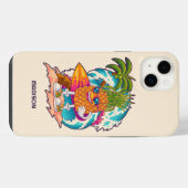 Aangepaste naam Surfende ananas iPhone Hoesje (Achterkant horizontaal)
