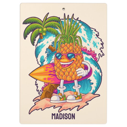 Aangepaste naam Surfende ananas Klembord (Achterkant)