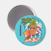 Aangepaste naam Surfende ananas Magneet (Voorkant / Achterkant)
