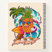 Aangepaste naam Surfende ananas Notitieboek (Achterkant)