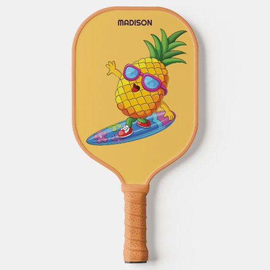 Aangepaste naam Surfende ananas Pickleball Paddle (Voorkant)