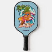 Aangepaste naam Surfende ananas Pickleball Paddle (Achterkant)