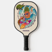 Aangepaste naam Surfende ananas Pickleball Paddle (Voorkant)