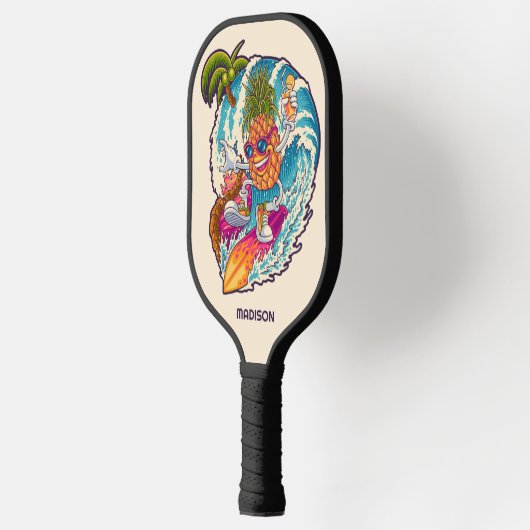 Aangepaste naam Surfende ananas Pickleball Paddle (Links)