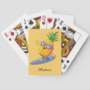 Aangepaste naam Surfende ananas Pokerkaarten