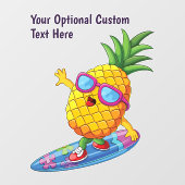 Aangepaste naam Surfende ananas Raamsticker (Vel)