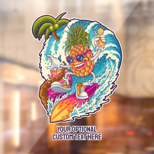 Aangepaste naam Surfende ananas Raamsticker (Vel 2)