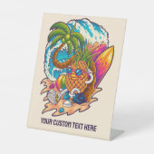 Aangepaste naam Surfende ananas Reclamebord Met Voetstuk (Voorkant)