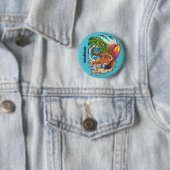 Aangepaste naam Surfende ananas Ronde Button 5,7 Cm (In situ)