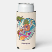 Aangepaste naam Surfende ananas Seltzer Blikjeskoeler (Seltzer Voorkant)