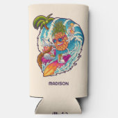 Aangepaste naam Surfende ananas Seltzer Blikjeskoeler (Achterkant)