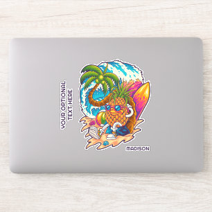 Aangepaste naam Surfende ananas Sticker