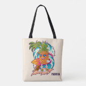 Aangepaste naam Surfende ananas Tote Bag (Achterkant)