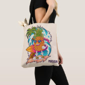 Aangepaste naam Surfende ananas Tote Bag (Dichtbij)