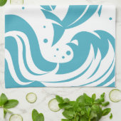 Aangepaste naam Surfer Shark keukenhanddoek (Gevouwen)