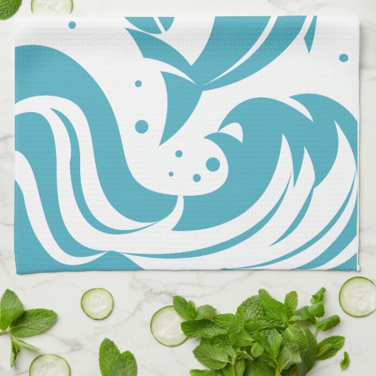 Aangepaste naam Surfer Shark keukenhanddoek (Gevouwen)