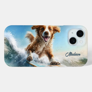 Aangepaste naam Surfhond iPhone 15 Case