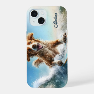 Aangepaste naam Surfhond iPhone 15 Case