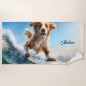 Aangepaste naam Surfhond Strandlaken (Voorkant)