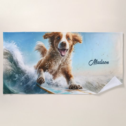 Aangepaste naam Surfhond Strandlaken (Voorkant)