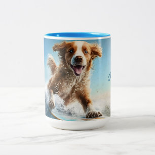Aangepaste naam Surfhond Tweekleurige Koffiemok