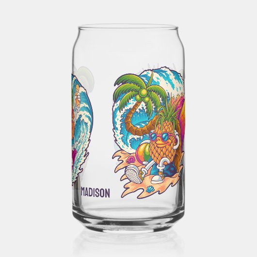Aangepaste naam Surfing Ananas Blikvorm Glas (Achterkant)