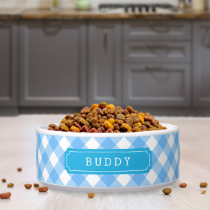 Aangepaste naam Sweet Baby Blue Gingham Voerbakje