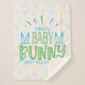 Aangepaste naam Sweet Baby Bunny First Easter Eggs Sherpa Deken (Voorkant)