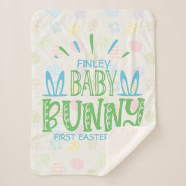 Aangepaste naam Sweet Baby Bunny First Easter Eggs Sherpa Deken