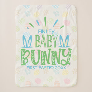 Aangepaste naam Sweet Baby Bunny First Easter Eggs Sherpa Deken