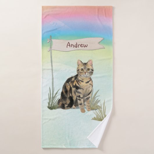 Aangepaste naam Tabblad Kat Pet Bad Handdoek (Badhanddoek)