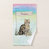 Aangepaste naam Tabblad Kat Pet Bad Handdoek (Handdoek)