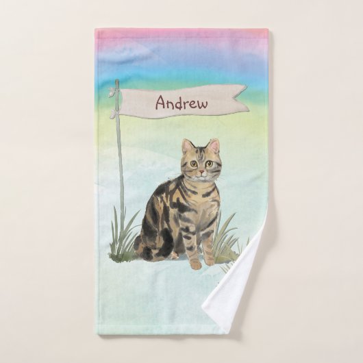 Aangepaste naam Tabblad Kat Pet Bad Handdoek (Handdoek)