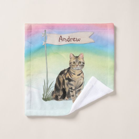 Aangepaste naam Tabblad Kat Pet Bad Handdoek (Wasdoekje)