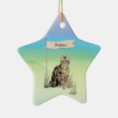 Aangepaste naam Tabblad Kat Pet Keramisch Ornament (Rechts)