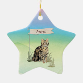 Aangepaste naam Tabblad Kat Pet Keramisch Ornament