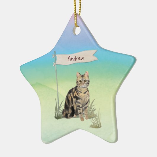 Aangepaste naam Tabblad Kat Pet Keramisch Ornament (Links)