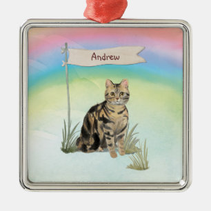 Aangepaste naam Tabblad Kat Pet Metalen Ornament