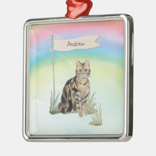 Aangepaste naam Tabblad Kat Pet Metalen Ornament (Links)