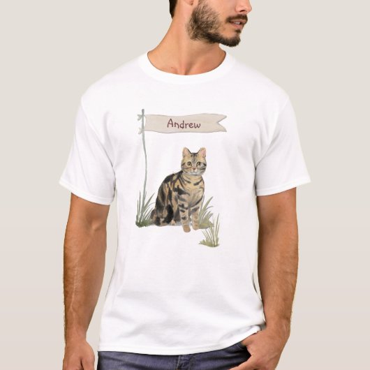 Aangepaste naam Tabblad Kat Pet T-shirt (Voorkant)