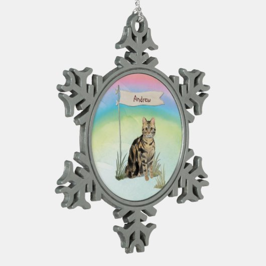 Aangepaste naam Tabblad Kat Pet Tin Sneeuwvlok Ornament (Links)