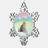Aangepaste naam Tabblad Kat Pet Tin Sneeuwvlok Ornament (Rechts)
