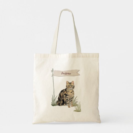 Aangepaste naam Tabblad Kat Pet Tote Bag (Achterkant)