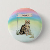 Aangepaste naam Tabby kat huisdier Ronde Button 5,7 Cm (Voorkant)