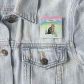 Aangepaste naam Tabby kat huisdier Vierkante Button 5,1 Cm (In situ)